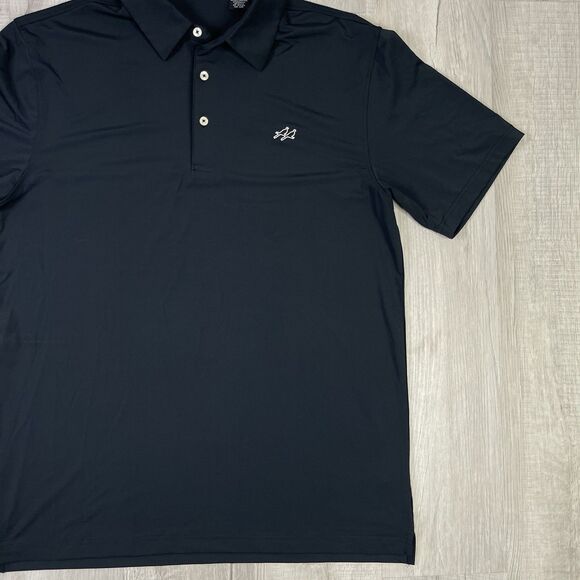 Two Dove Outdoors Golf Polo Shirt Mens Size Large Black Stretch EUC Hunting V - Picture 3 of 8